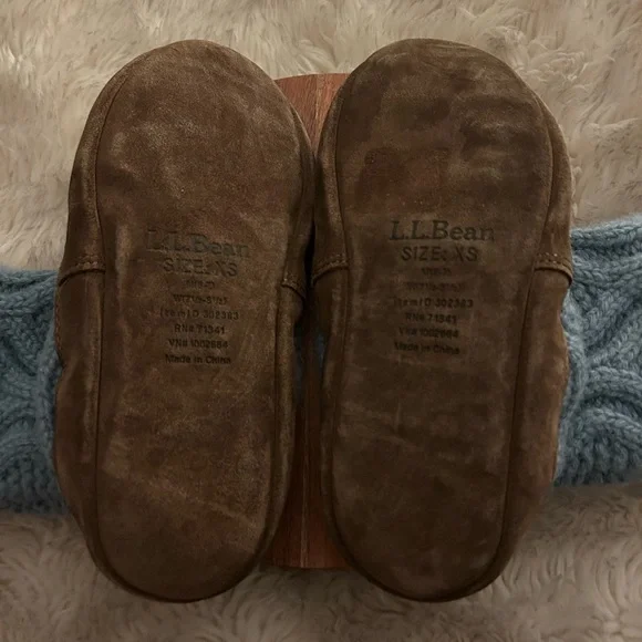 L.L. Bean Cable Knit Slipper Sock Leather Slippers Womens size 7.5 - Picture 4 of 7